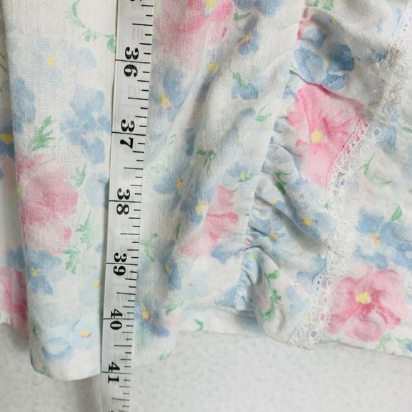 VTG Miss Elaine Womens Nightgown Size XS Floral Snap Front Long Sleeve Pockets - Picture 13 of 13